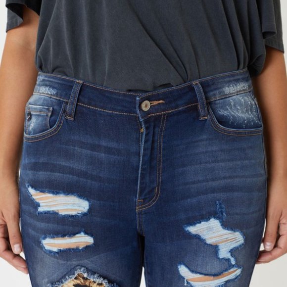 NEW! KanCan USA Leopard Detail Jeans 1X, 2X & 3X - Picture 11 of 12